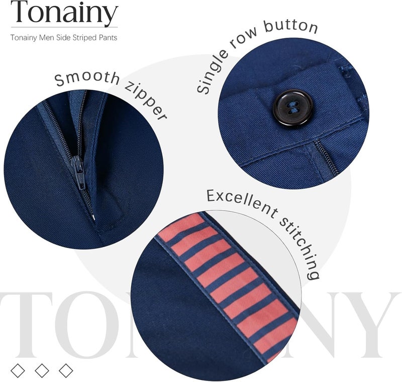 Tonainy Men Side Striped Pants Adult Cosplay Costume Trousers Straight Leg Pant Athletic Movie Jogger - Image 2